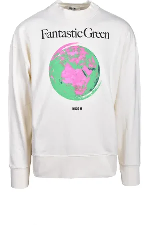 Msgm Bluzy, Mężczyzna, Biały, M, Bawełniany Sweter