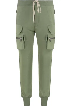 Rick Owens Spodnie, Mężczyzna, Zielony, S, Spodnie cargo z wieloma kieszeniami