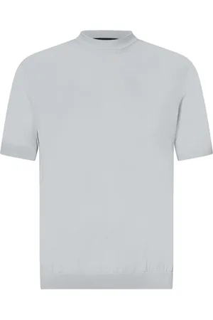 LOW BRAND Koszulki, Mężczyzna, Niebieski, L, Szara Bluza z Dekoltem Crewneck i Wzorem Intarsia