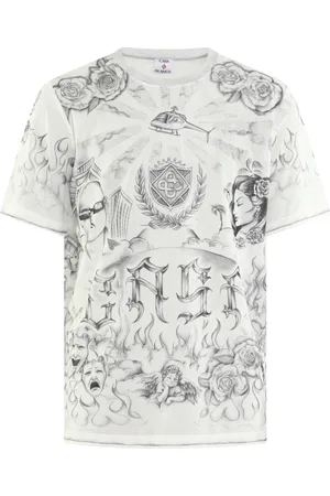 Casablanca Koszulki, Mężczyzna, Biały, M, Koszulka z nadrukiem Crew Neck