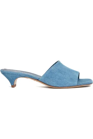 HALMANERA Buty, Kobieta, Niebieski, 37 1/2 EU, Denim, Denim Slide Sandały Azzurro Ss 25