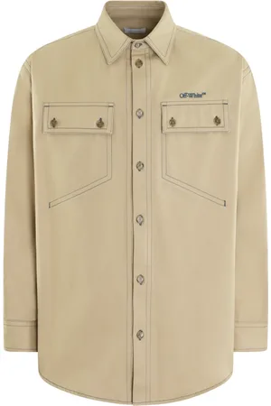 OFF-WHITE Kurtki, Mężczyzna, Beżowy, L, Stitch Overshirt
