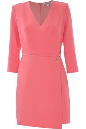 Kocca Sukienki, Kobieta, Różowy, 2XL, Elegancka Sukienka Ołówkowa z Asymetryczną Spódnicą