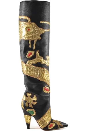 VALENTINO GARAVANI Buty, Kobieta, Czarny, 37 EU, Len, Buty wężowe z detalami węża