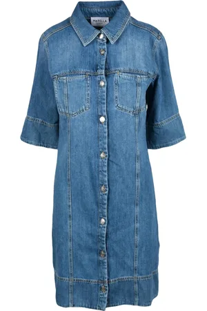 MARELLA Sukienki, Kobieta, Niebieski, L, Denim, Denimowa sukienka chemisier z bawełny
