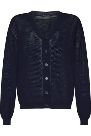 LOW BRAND Swetry, Mężczyzna, Niebieski, XL, Niebieski Sweter z Dekoltem w serek Ss 25