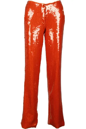 LAQUAN SMITH Spodnie, Kobieta, Czerwony, S, Spandex, Błyszczące Spodnie Relaxed Fit