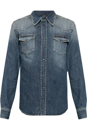 Dolce & Gabbana Koszule, Mężczyzna, Niebieski, L, Denim, Koszula codzienna