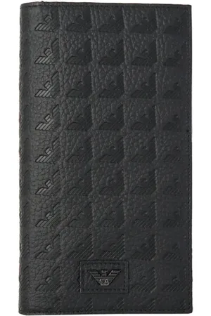 Emporio Armani Akcesoria, Mężczyzna, Czarny, ONE SIZE, Czarna Skórzana Portmonetka Stylowy Model