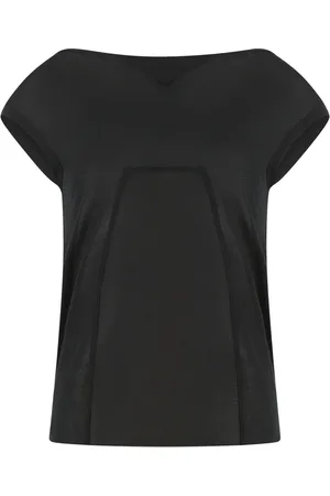 Rick Owens Koszulki, Kobieta, Czarny, XS, Koszulka z Jedwabno-Wiskozy Surowe Brzegi