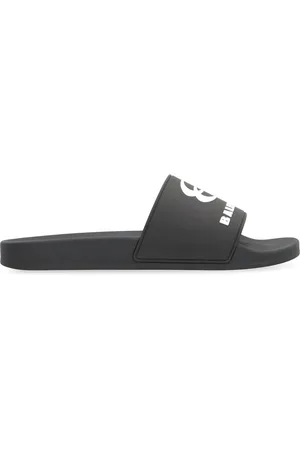 Balenciaga Buty, Mężczyzna, Czarny, 41 EU, Len, Wytłoczony Logo Gumowe Slajdy