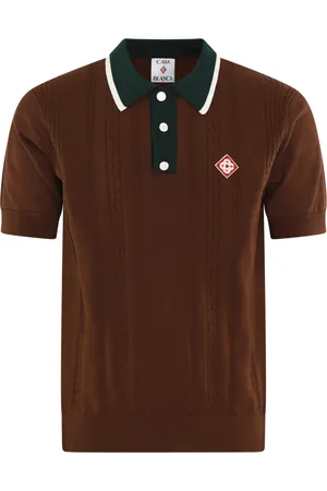 Casablanca Koszulki, Mężczyzna, brązowy, S, Oversized Mini Cable Polo Shirt