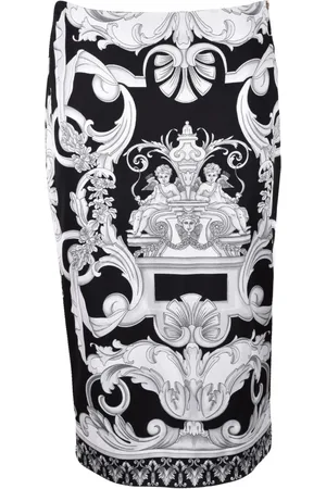 VERSACE Spódnice, Kobieta, Czarny, S, Elegancka Spódnica z Wiskozy