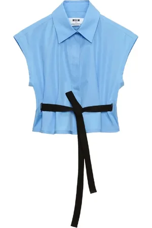 Msgm Bluzki, Kobieta, Niebieski, S, Lekki Bawełniany Shirt Moda Damska