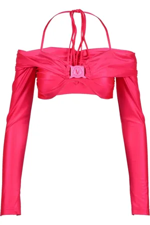 VERSACE Koszulki, Kobieta, Różowy, XS, Stylowe Legginsy Wysokiej Jakości