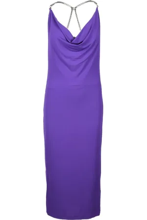 Patrizia Pepe Sukienki, Kobieta, Fioletowy, M, Elegancka Sukienka z Mieszanką Acetatową