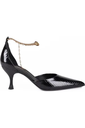 Salvatore Ferragamo Buty, Kobieta, Czarny, 37 EU, Skórzane Decolletè z Obcasem z Gady