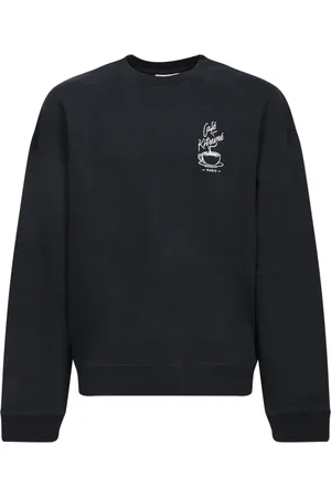Maison Kitsuné Bluzy, Mężczyzna, Czarny, M, Czarny Sweter z Grafiką Café Fox
