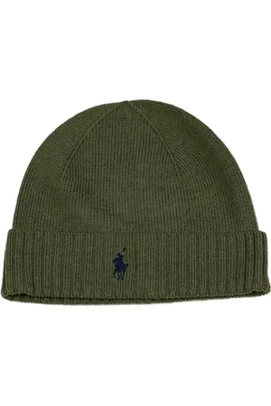 Ralph Lauren Akcesoria, Mężczyzna, Zielony, ONE SIZE, Wełna, Czapka Beanie z Logo