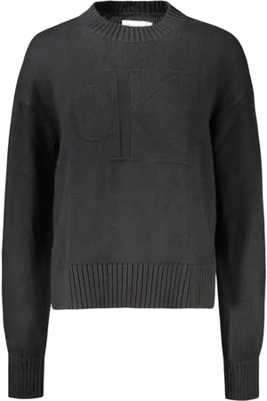 Calvin Klein Swetry, Kobieta, Czarny, L, Bawełna, Sweter z długim rękawem