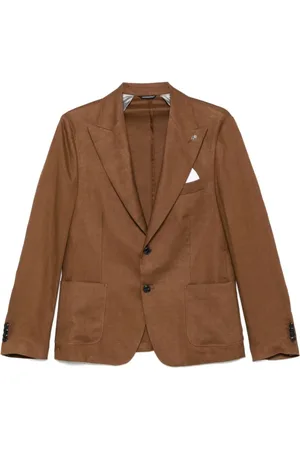D.A. Daniele Alessandrini Kurtki, Mężczyzna, brązowy, 2XL, Brązowa lniana kurtka odzież wierzchnia