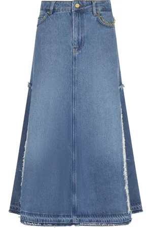 Ganni Spódnice, Kobieta, Niebieski, M, Denim, Denimowa Spódnica Midi