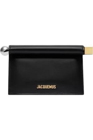 Jacquemus Torebki, Kobieta, Czarny, ONE SIZE, Skóra, Mała Pochette Okrągły Kwadrat Czarny Skóra