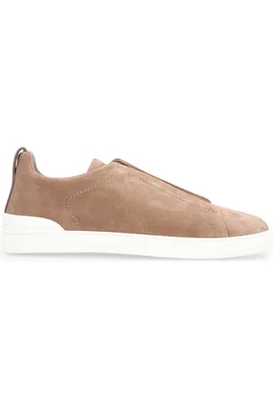Ermenegildo Zegna Buty, Mężczyzna, Beżowy, 40 EU, Zamsz, Stylowe Triple Stitch Zamszowe Sneakers