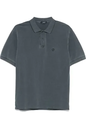 HERNO Koszulki, Mężczyzna, Niebieski, L, Koszulka Polo z Haftem Niebiesko-Szara