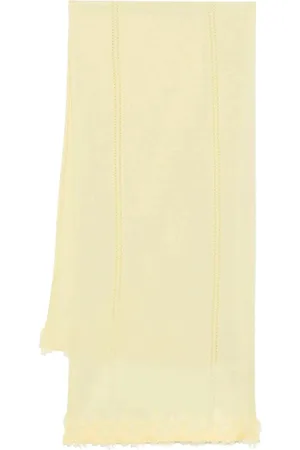 ERMANNO SCERVINO Akcesoria, Kobieta, Żółty, ONE SIZE, Żółty Szal z Koronkową Aplikacją, Styl Krzyżowy