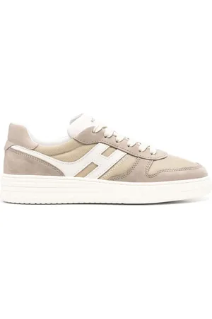 Hogan Buty, Mężczyzna, Beżowy, 42 EU, Beżowe Sneakersy z Tkaniną Techniczną i Skórzanymi Szczegółami