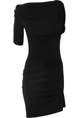 Jacquemus Sukienki, Kobieta, Czarny, S, Czarna Sukienka Mini z Marszczeniami
