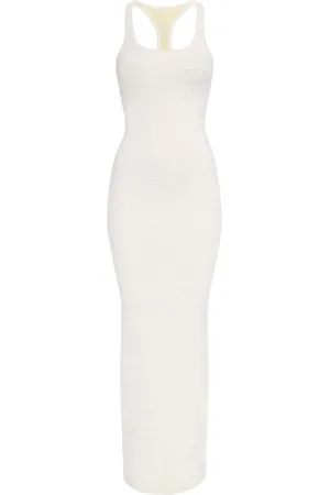 Jacquemus Sukienki, Kobieta, Biały, M, Biała Sukienka z Odkrytymi Ramionami