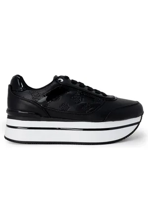 Guess Buty, Kobieta, Czarny, 36 EU, Czarne Platformy Damskie Na Sznurowadła