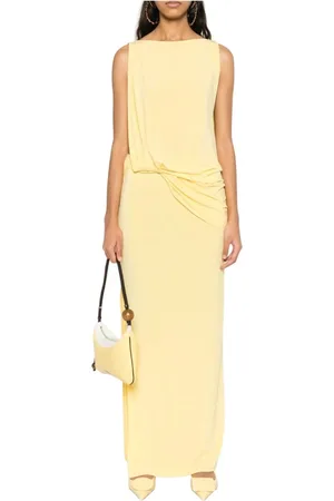 Jacquemus Sukienki, Kobieta, Żółty, M, Żółta Długa Sukienka Peplum