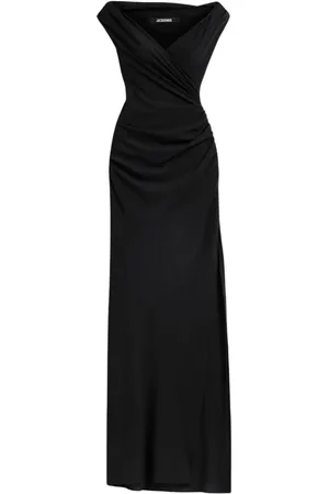 Jacquemus Sukienki, Kobieta, Czarny, S, Czarna Długa Sukienka Rita Styl