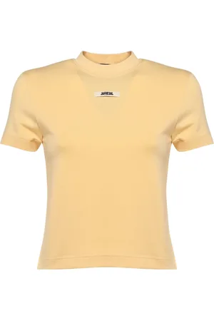 Jacquemus Koszulki, Kobieta, Beżowy, S, Stylowe T-shirty i Polosy z Gros Grain
