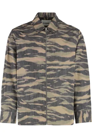 Jil Sander Kurtki, Mężczyzna, Wielobarwność, L, Overshirt z jedwabną mieszanką i kieszeniami bocznymi