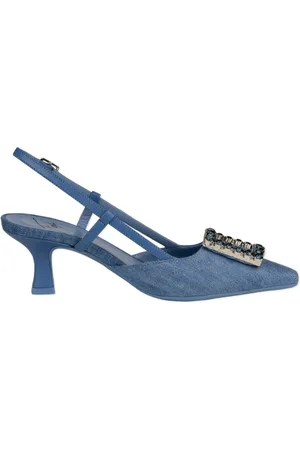 ROBERTO FESTA Buty, Kobieta, Niebieski, 38 EU, Denim, Denim Slingback Buty z Ozdobnymi Kamieniami