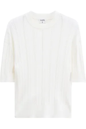 Filippa K Swetry, Kobieta, Biały, XS, T-shirt z plecionką