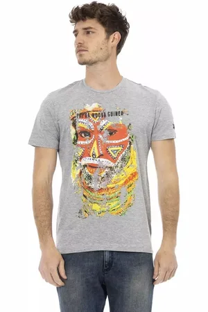 Trussardi Koszulki, Mężczyzna, Szary, M, Bawełna, Elegancka szara koszulka z krtkim rkawem
