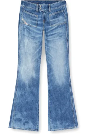 Diesel Jeansy, Kobieta, Niebieski, W25, Niebieskie Bootcut Jeansyy z guzikami i zamkiem