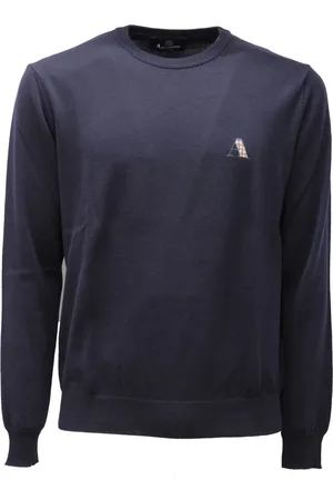 Aquascutum Swetry, Mężczyzna, Niebieski, S, Sweter z wełny Model 1Bsc