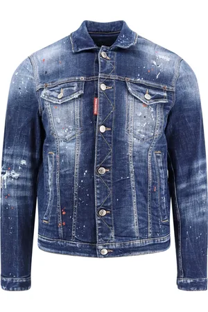 Dsquared2 Kurtki, Mężczyzna, Niebieski, S, Niebieskie Kurtki z Metalowymi Guzikami z Logo