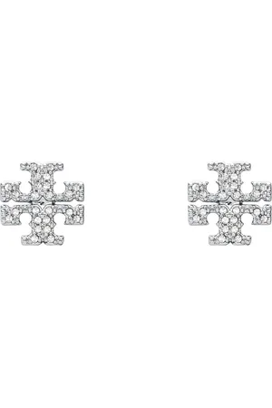 Tory Burch Akcesoria, Kobieta, Szary, ONE SIZE, Srebro Monogram Szczegół Strass