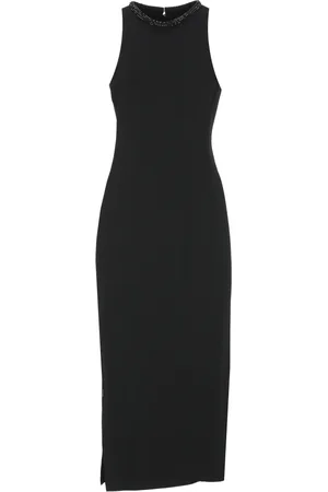 Pinko Sukienki, Kobieta, Czarny, XS, Czarna Sukienka z Wiskozy z Detalem Strass