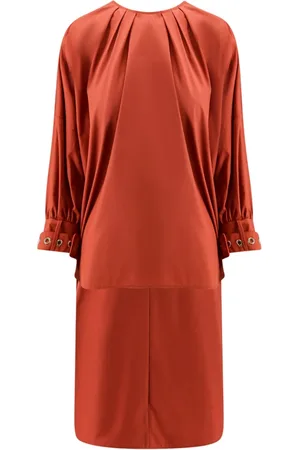 Max Mara Sukienki, Kobieta, Czerwony, L, Czerwona Sukienka z Krótkimi Rękawami