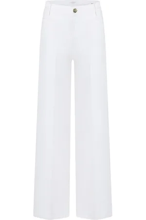 Cambio Spodnie, Kobieta, Biały, 2XL, Bawełna, Białe szerokie jeansy