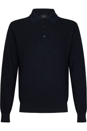 BRIONI Koszulki, Mężczyzna, Niebieski, M, Kaszmir, Niebieski Polo Podnieś Szafę