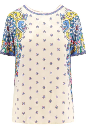 Etro Bluzki, Kobieta, Wielobarwność, L, Beżowe T-shirty i Pola